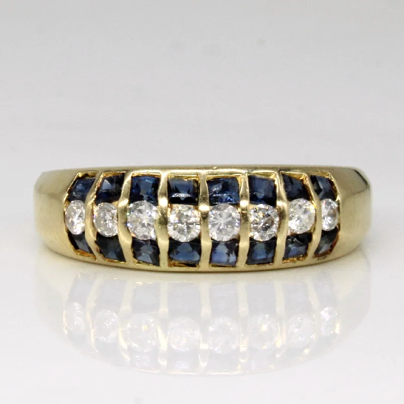 Twilight gothic rings-Channel Set Sapphire & Diamond Ring | 0.56ctw, 0.28ctw | SZ 7 |