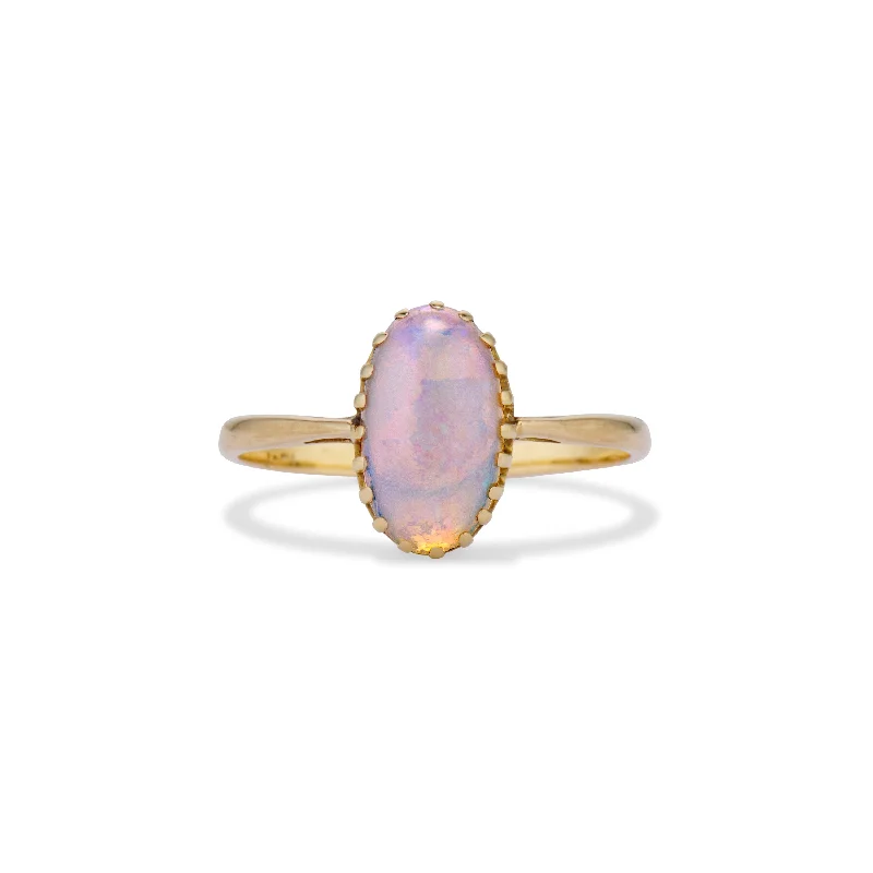 Thick band rings-Victorian Style Opal Ring