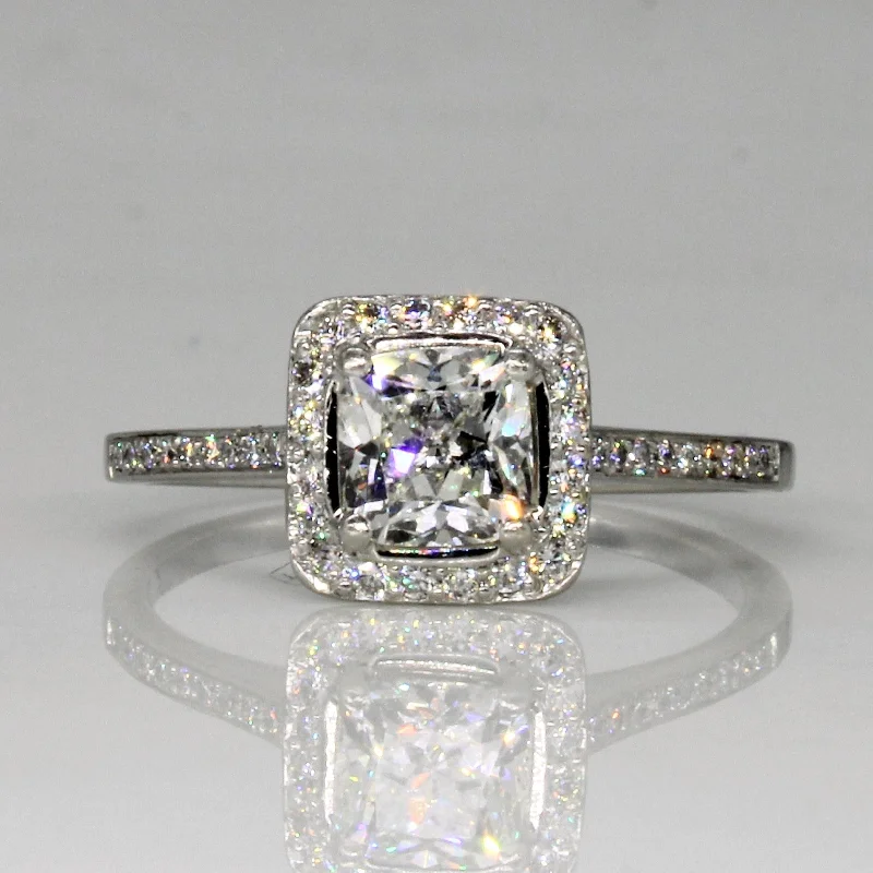 Twist band rings-'Birks' Cushion Cut Canadian Diamond Halo Engagement Ring | 1.25ctw | SZ 8.75 |