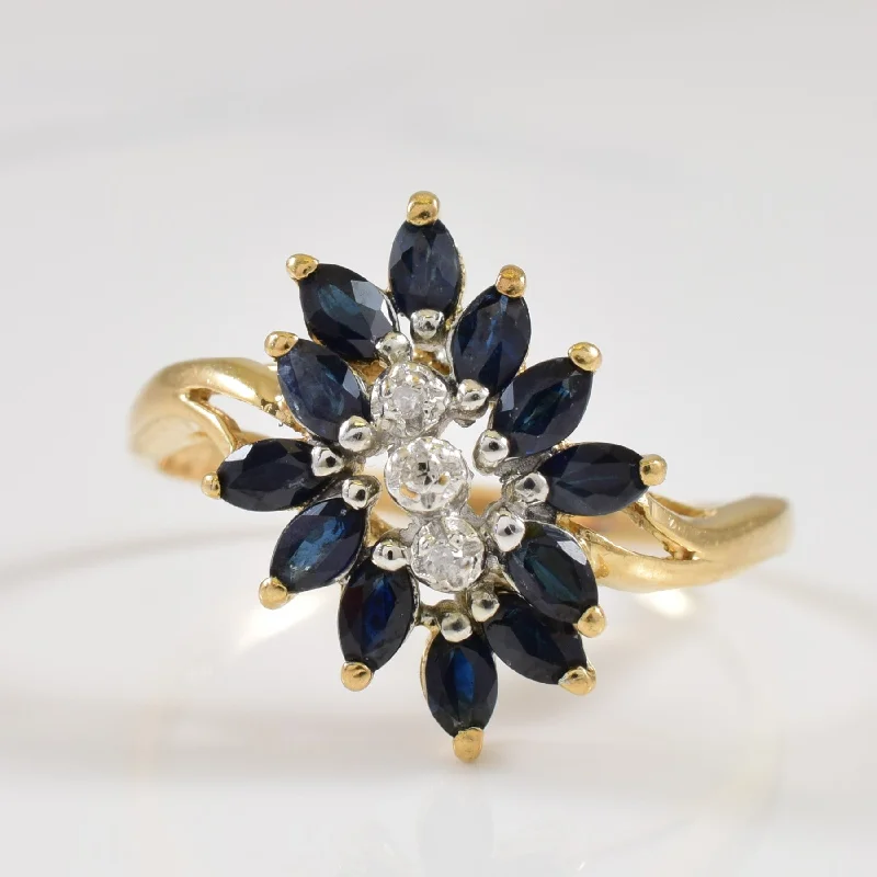 Oval stone rings-Sapphire & Diamond Bypass Ring | 0.60ctw, 0.02ctw | SZ 8.75 |