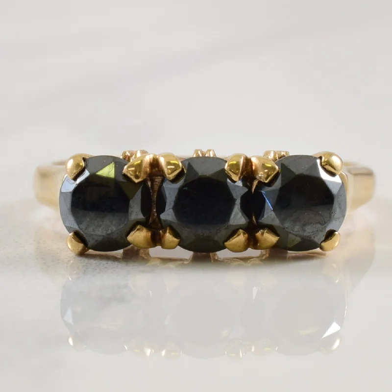 Aged lock rings-Three Stone Hematite Ring | 3.00ctw | SZ 6.25 |