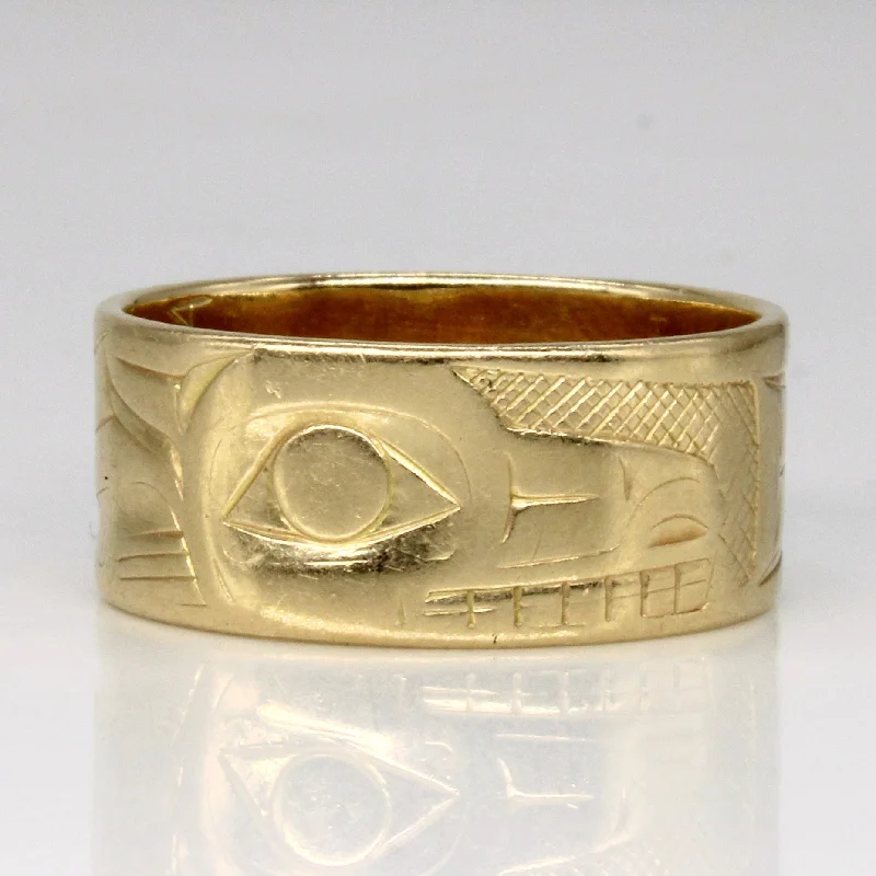 Faith charm rings-14k Yellow Gold Indigenous Art Ring | SZ 11 |