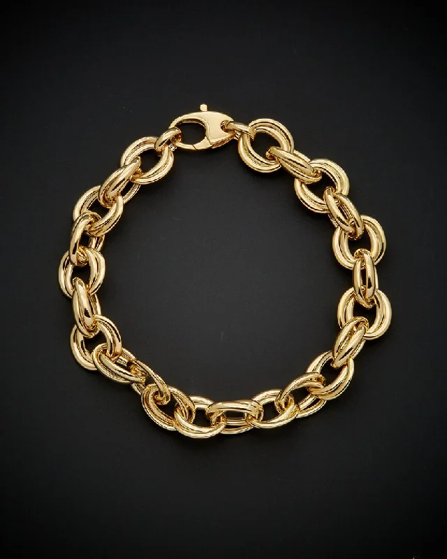 Stream shape bracelets-14K Italian Gold Oval & Round Link Bracelet