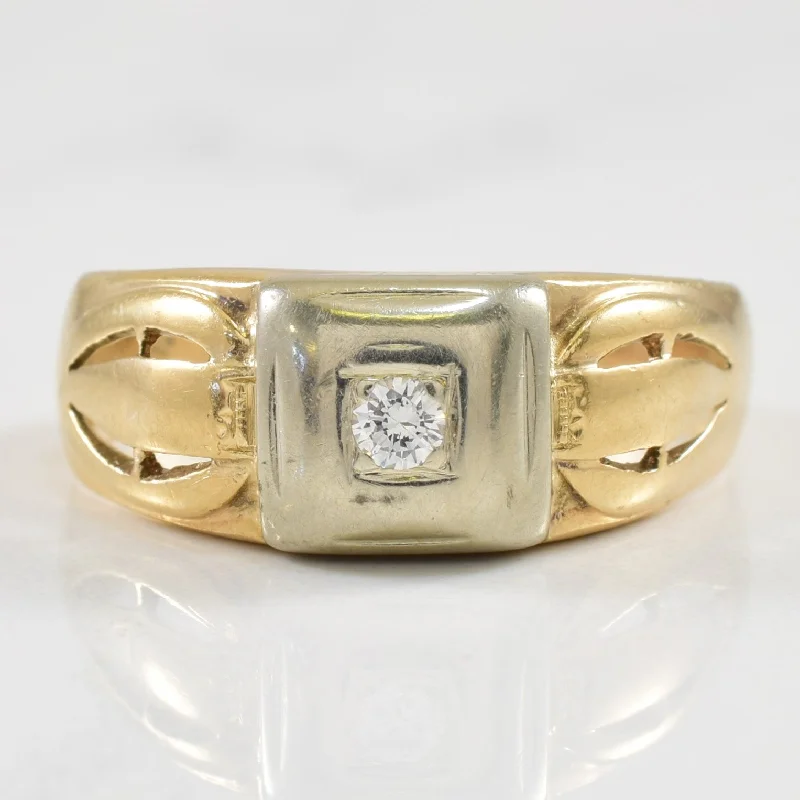 Cosmic birthstone rings-Two Tone Gold Solitaire Diamond Ring | 0.06ct | SZ 8 |