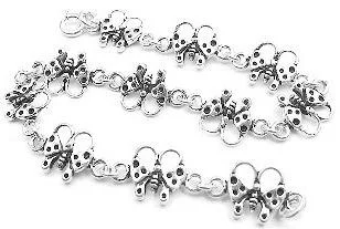 Multi-chain bracelets-Sterling Silver Linked Butterfly Charm 7.5" Bracelet