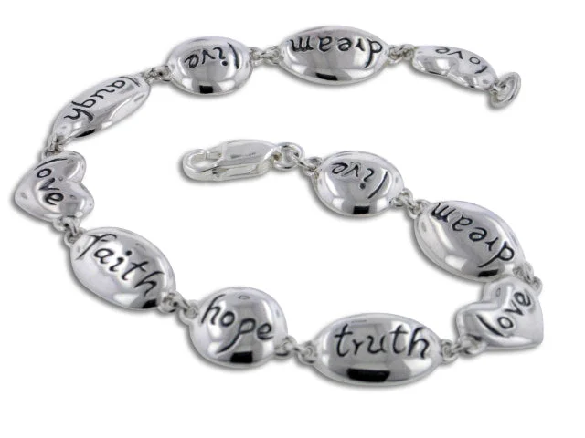 Fine accent bracelets-Live, Laugh, Love Sterling Silver Inspiration Bracelet, 7.5"