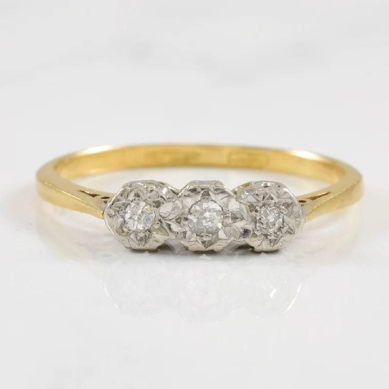 Andalusite rings-Illusion Set Three Stone Diamond Ring | 0.06ctw | SZ 6.75 |