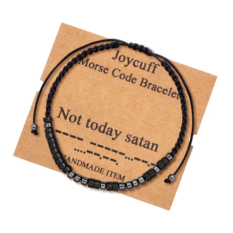 Lustrous silver bangles-Not Today Satan Secret Message Morse Code Bracelet Not Today Satan Keep Going Jewelry