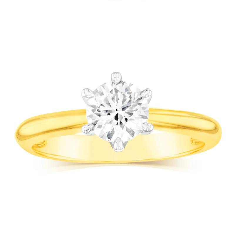 Tight clasp rings-18ct  Yellow Gold 0.80 Carat Diamond Solitaire Ring with 6 Claw Knife Edge Setting