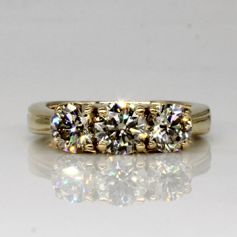 Stone-woven rings-Three Stone Diamond Engagement Ring | 1.56ctw | SZ 4.75 |