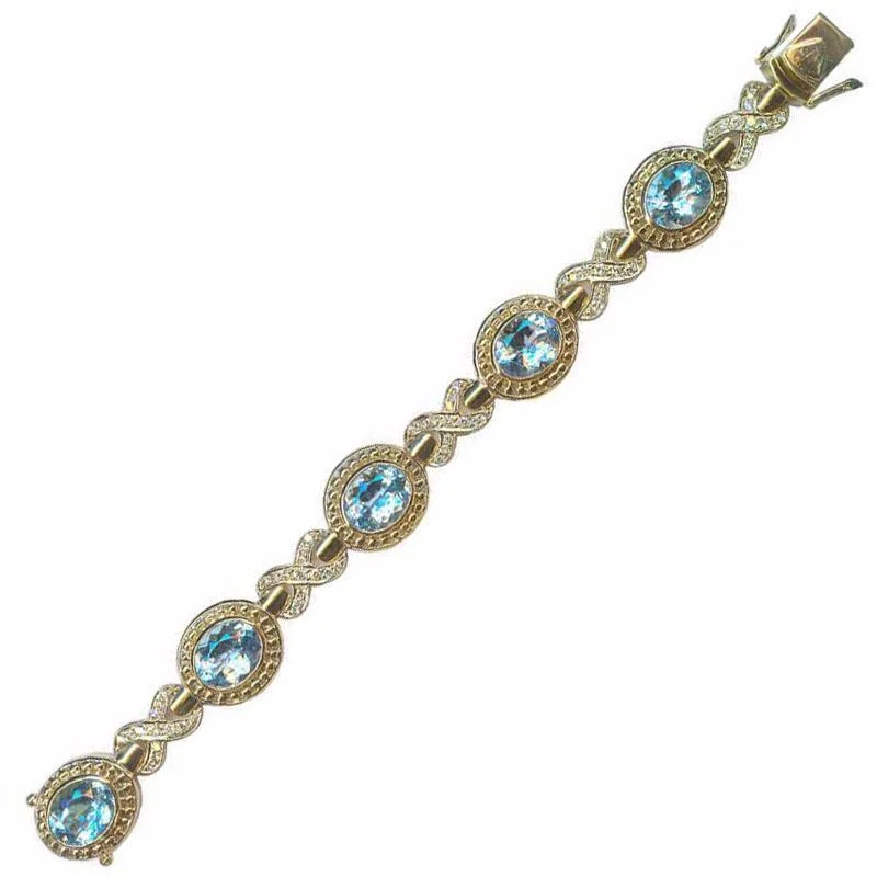 Bali tile bracelets-Bracelet-Blue Topaz and Diamond  (1455G)