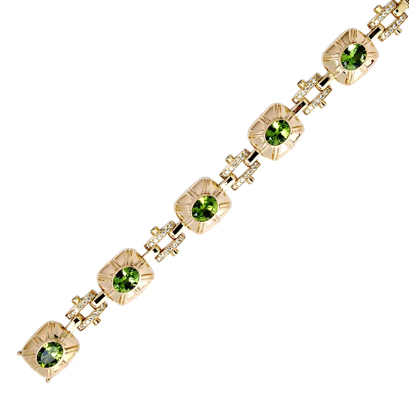 Smooth clay bracelets-Bracelet- Peridot And Diamond (1273E)