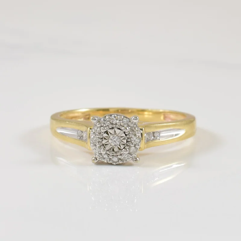 Serpentine rings-Diamond Halo Ring | 0.10ctw | SZ 6.75 |