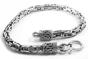 Simple dot bangles-Heavy Darkened Sterling Silver 8" Byzantine Bracelet