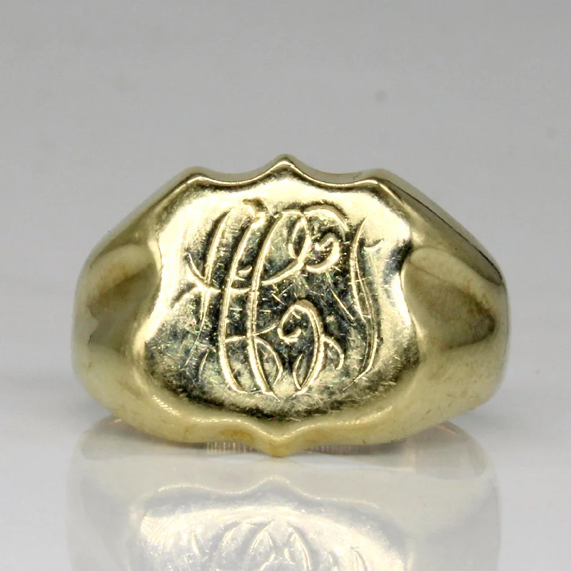 Pine grain rings-10k Yellow Gold Initial Ring | SZ 6.5 |