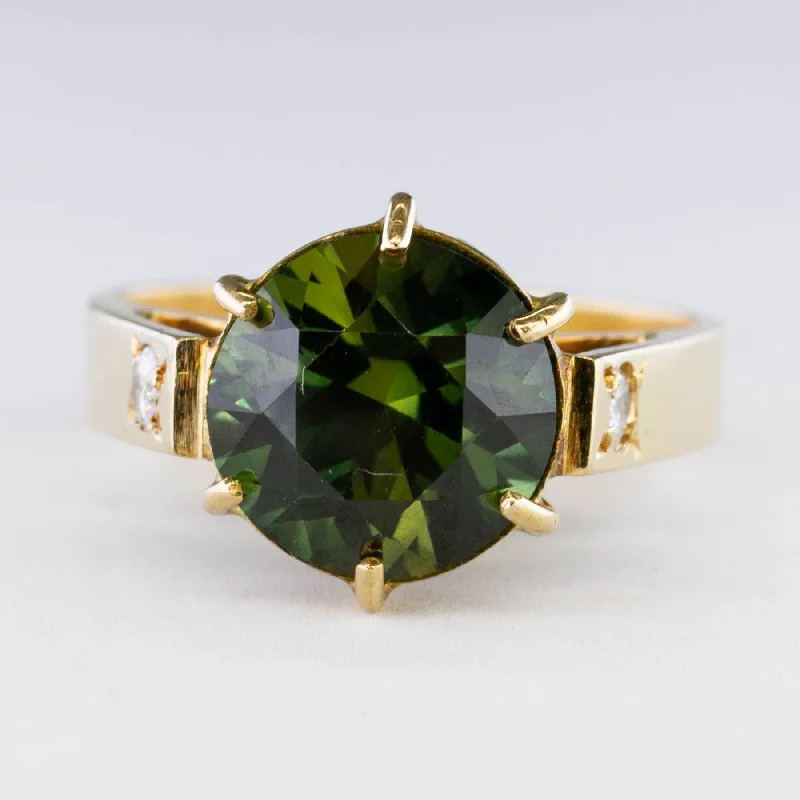 Hex stone rings-Green Sapphire & Diamond Cocktail Ring | 5.20ct, 0.12ctw | SZ 7 |