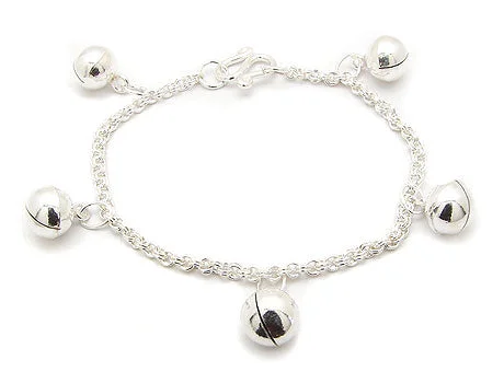 Aged lock bracelets-Toddler or Childs Sterling Silver  Jingle Bell Chain Bracelet