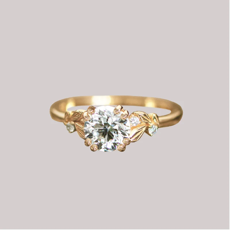 Aged lock rings-NECTAR OF SURRENDER — Lab Diamond Floral Engagement Ring