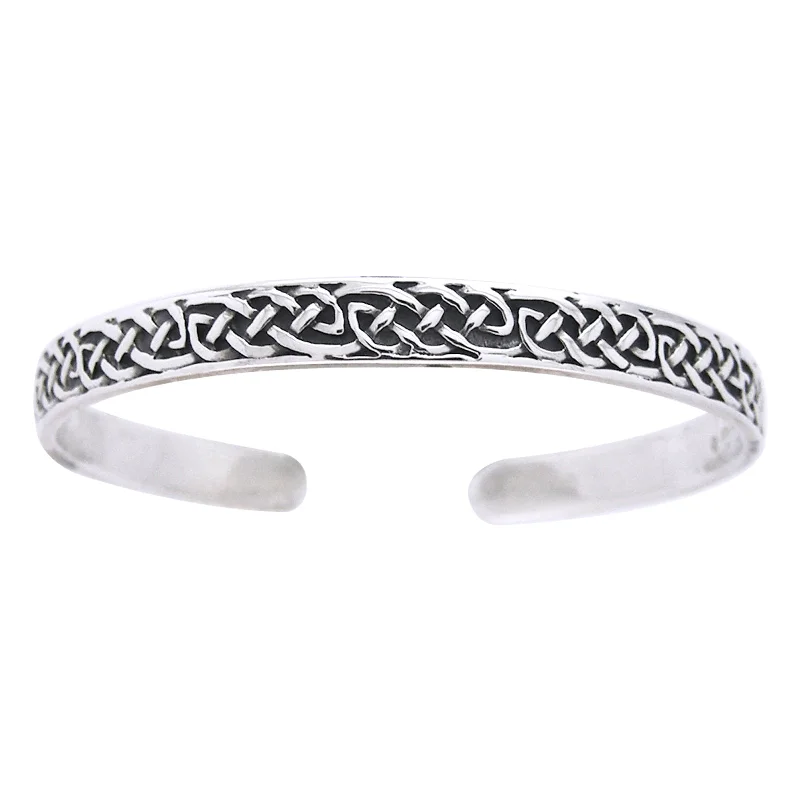 Small star bracelets-Sterling Silver Classic Celtic Knot Adjustable Cuff Bracelet