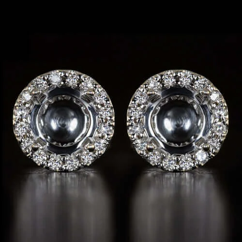 Cosmic birthstone rings-DIAMOND HALO SETTING 3MM-8.7MM ROUND STUD EARRING SEMI MOUNTS 1CT -4CT