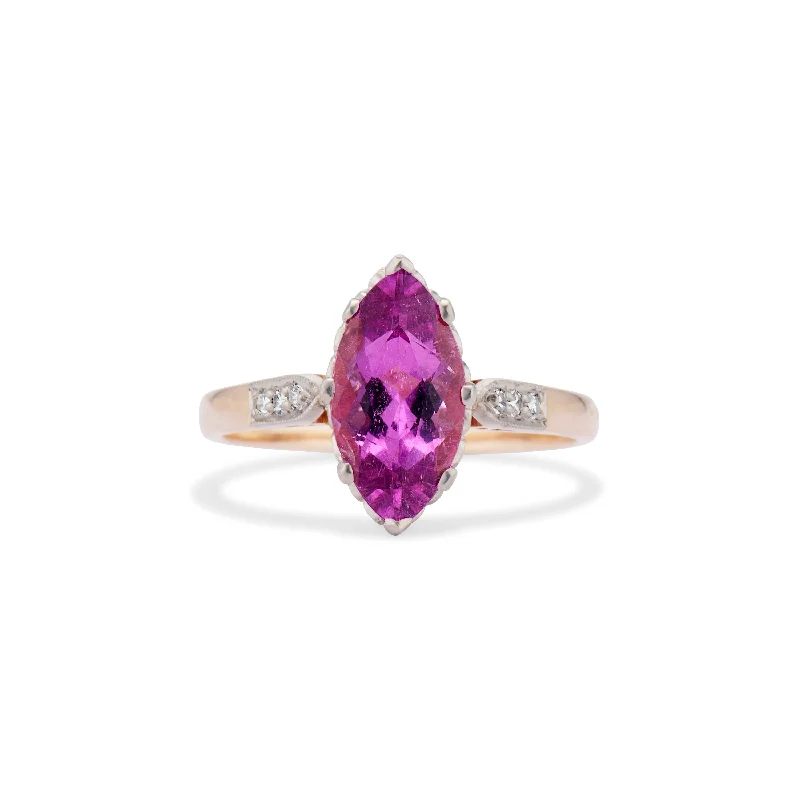 Thick stone rings-Siberian Pink Tourmaline Marquise Ring