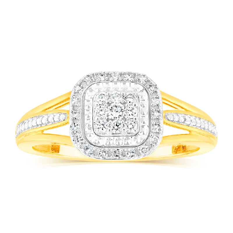 Yarn edge rings-Luminesce Lab Grown 9ct Yellow Gold Ring in 35 diamonds