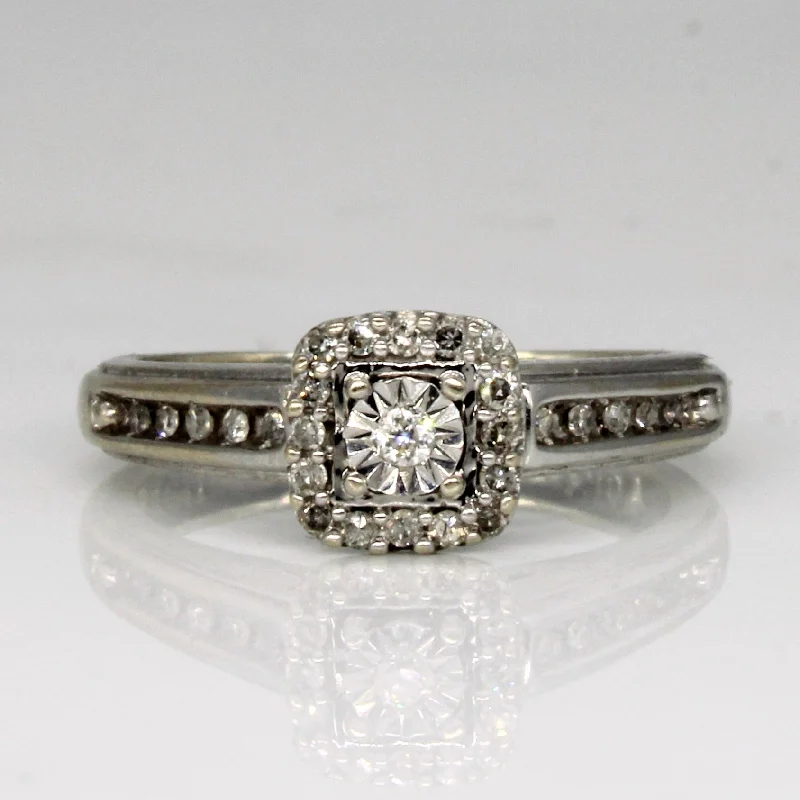 Snap band rings-Diamond Halo Set Ring | 0.13ctw | SZ 5 |