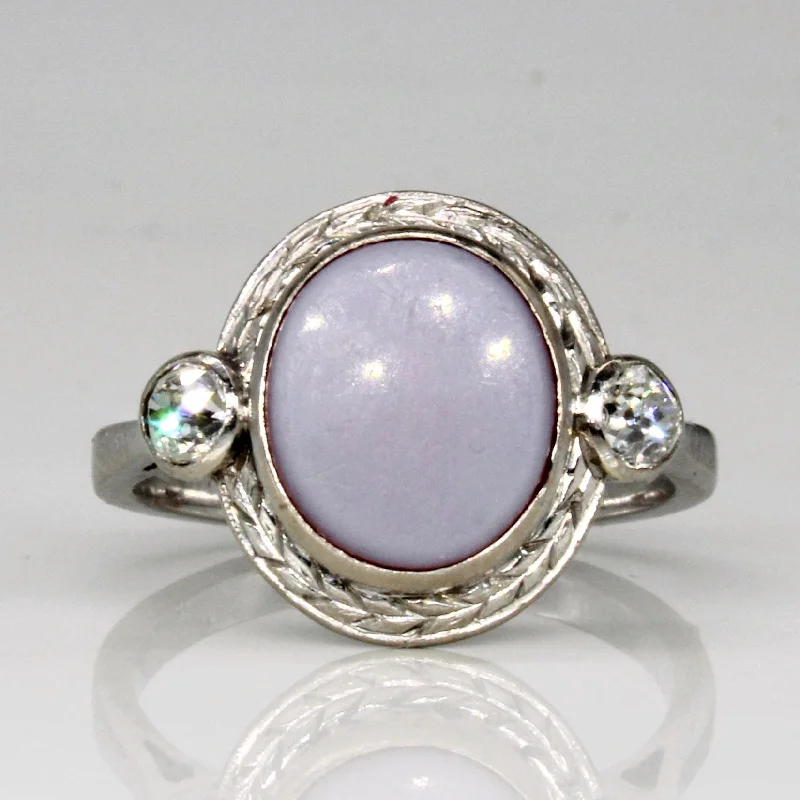 Thick stone rings-Agate & Diamond Cocktail Ring | 1.30ct, 0.20ctw | SZ 6.5 |