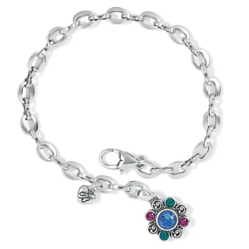 Braided tribal bangles-Women's Elora Gems Flower Bracelet In Silver-Multi