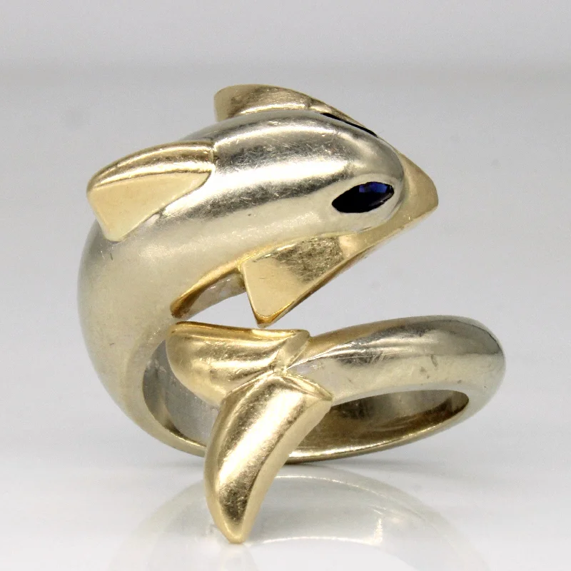 Braided motif rings-Sapphire Dolphin Wrap Ring | 0.08ctw | SZ 7.25 |