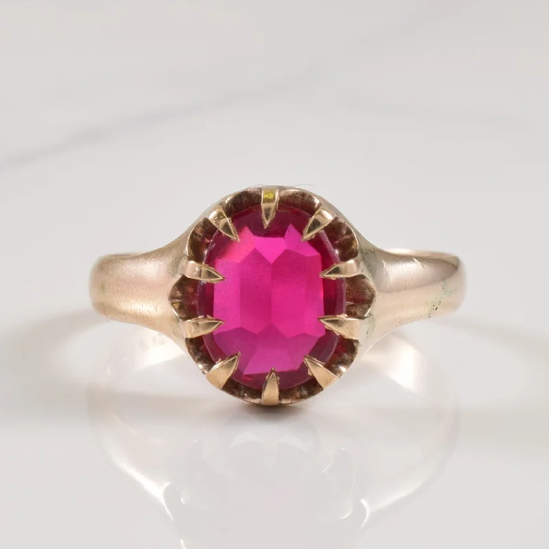 Hand-forged rings-Synthetic Ruby Ring | 2.50ct | SZ 10.5 |