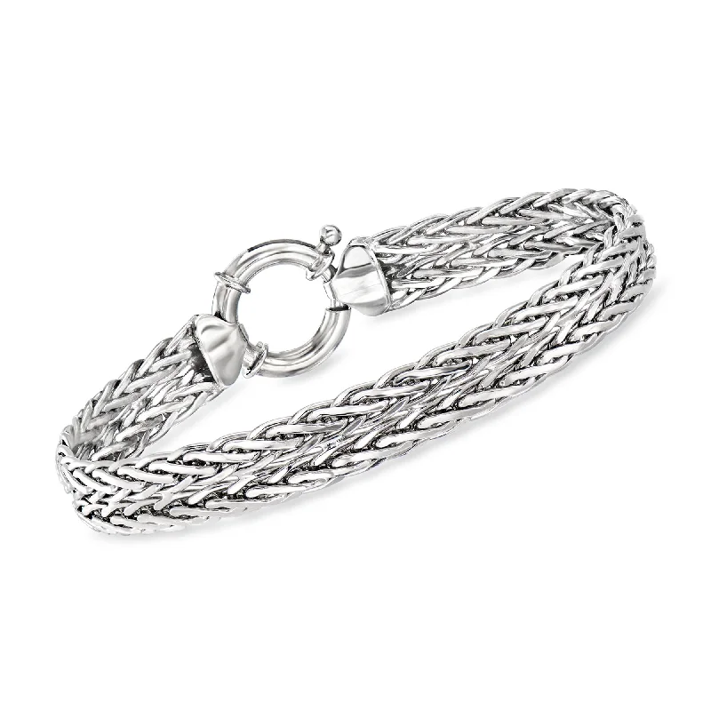 Faith charm bangles-Ross-Simons Sterling Silver Double Wheat-Chain Bracelet