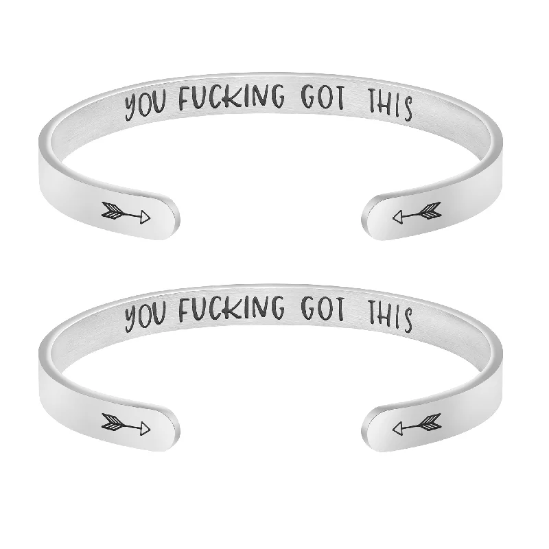 Snap clasp bracelets-You F**king Got This Set of 2 Bracelets