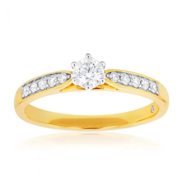 Cosmic theme rings-Flawless Cut 18ct Yellow Gold Ring with 3/8 Carat of Diamonds