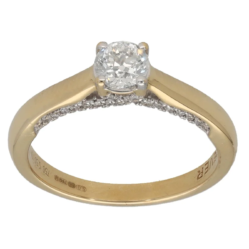 Straw style rings-18ct Gold 0.50ct Diamond Solitaire Ring With Accent Stones Size L