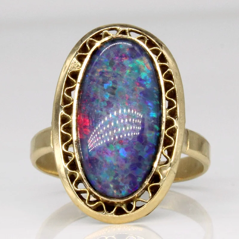 Smooth eternity rings-Triplet Opal Cocktail Ring | 3.70ct | SZ 9.25 |