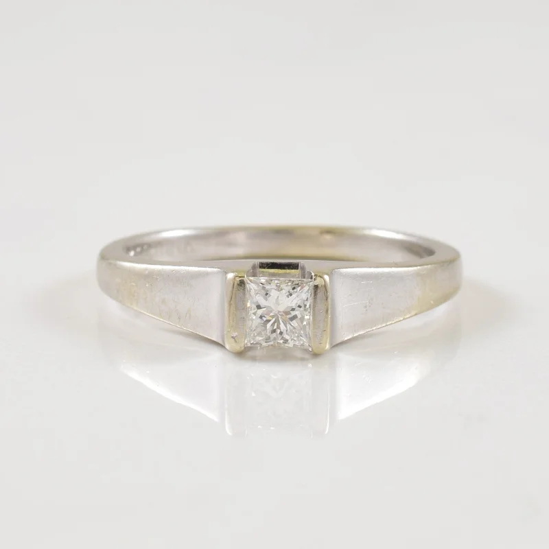 Hex shape rings-Solitaire Princess Cut Diamond Ring | 0.26ct | SZ 6.5 |