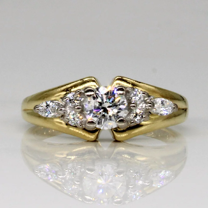 Rococo style rings-Diamond Engagement Ring | 0.60ctw | SZ 6.75 |