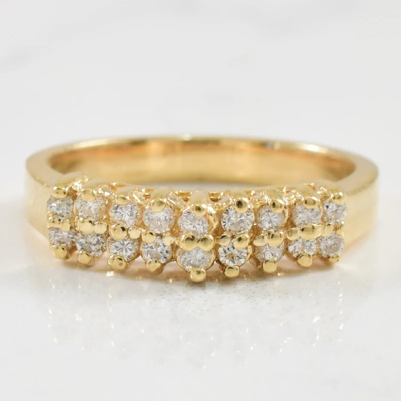 Thick stone rings-Two Row Diamond Chevron Ring | 0.25ctw | SZ 6.5 |