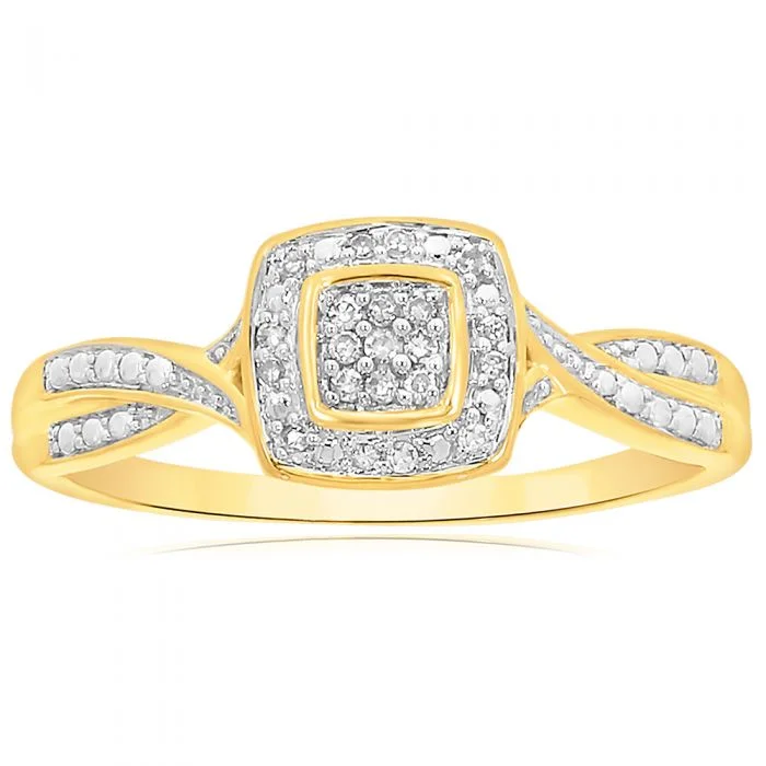 Fine wire rings-9ct Yellow Gold Ring With 21 Brilliant Cut Diamonds