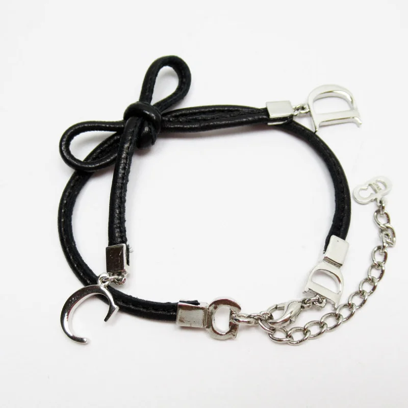 Rich stone bracelets-Christian Dior  Leather Metal Charm Bracelet (Pre-Owned)