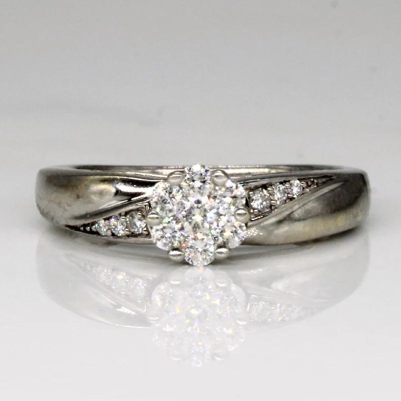 Aged flair rings-Diamond Cluster Set Ring | 0.28ctw | SZ 5.25 |