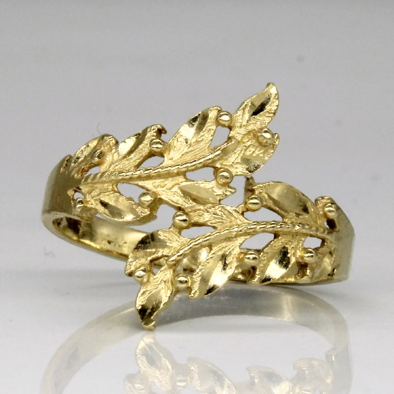 Hex shape rings-10k Yellow Gold Leaf Ring | SZ 8.75 |