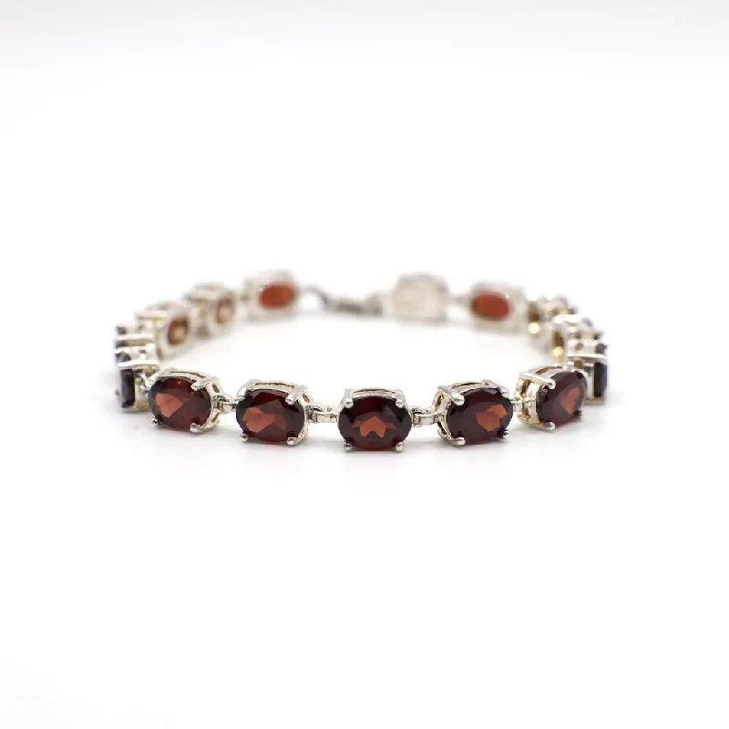 Small wing bangles-Vintage Genuine Garnet and Sterling Silver Bracelet