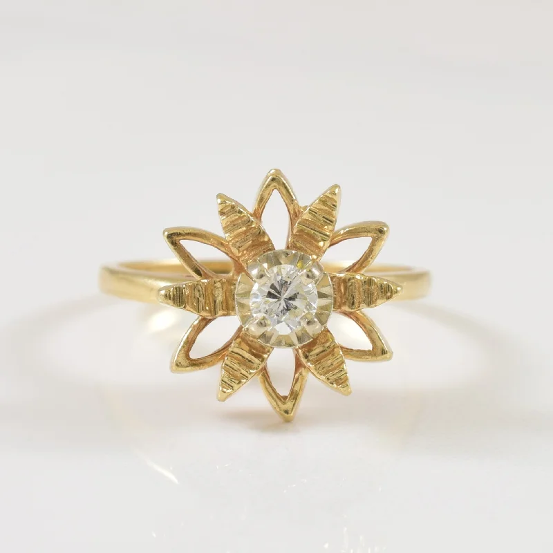 Stream style rings-Diamond Flower Ring | 0.13ct | SZ 6 |