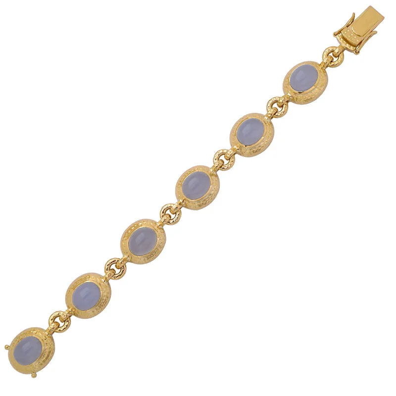 Thick cuff bangles-Bracelet- Chalcedony in 18K Gold