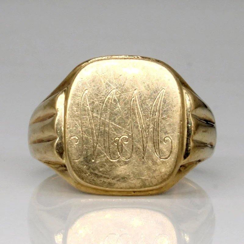 Braided motif rings-10k Yellow Gold 'M.M' Signet Ring | SZ 10.25 |