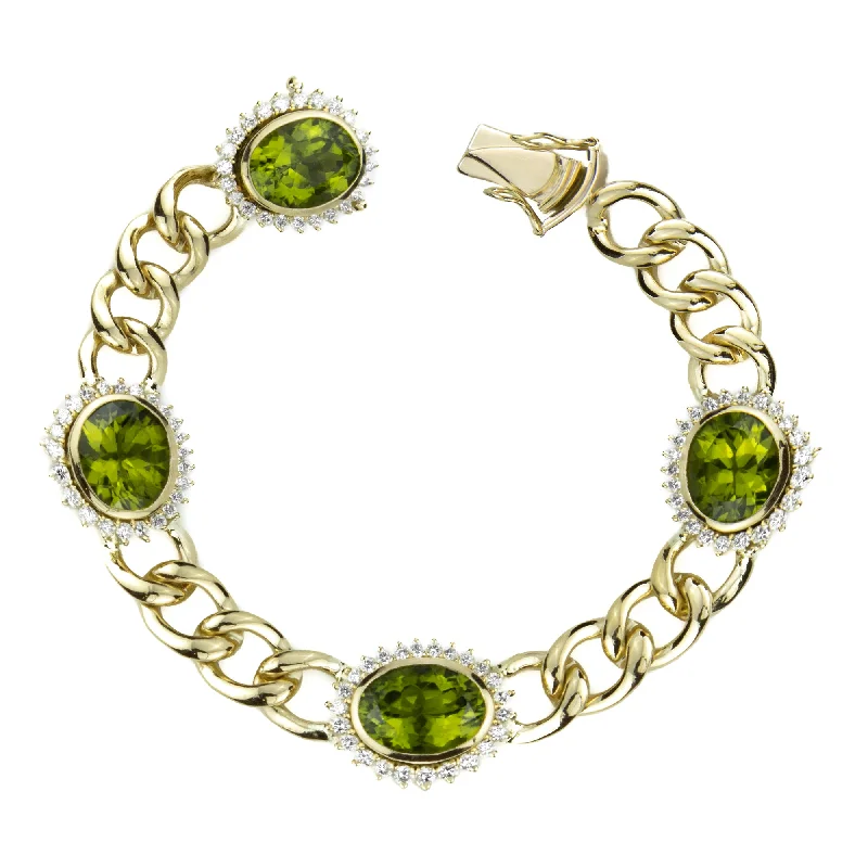 Seafoam theme bracelets-Bracelet - Peridot And Diamond