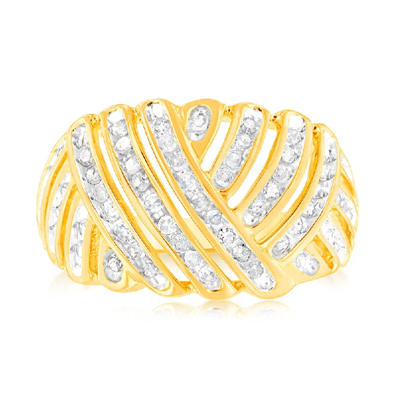 Mixed alloy rings-Gold plated Sterling Silver 1/2 Carat Diamond Ring