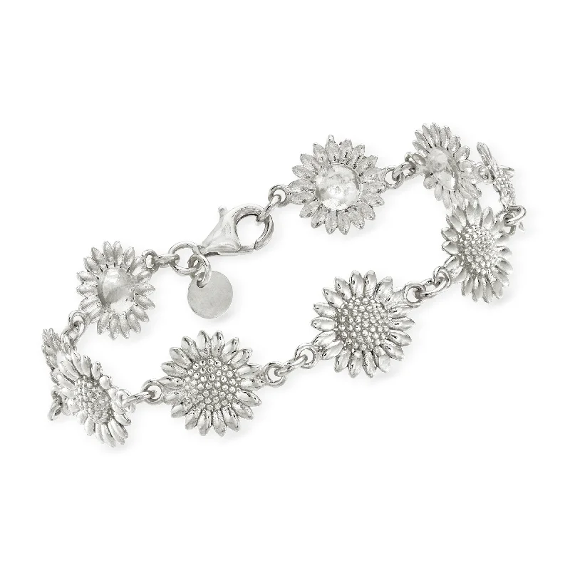 Poppy motif bangles-Ross-Simons Italian Sterling Silver Sunflower Bracelet